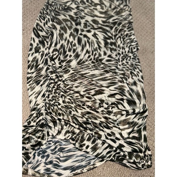 Y2K Body Central Sparkling Cheetah Print One Shoulder Body Con Padded Dress M/L - Picture 12 of 12